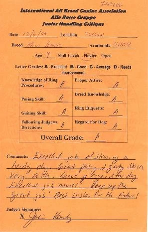 Junior Handling comments